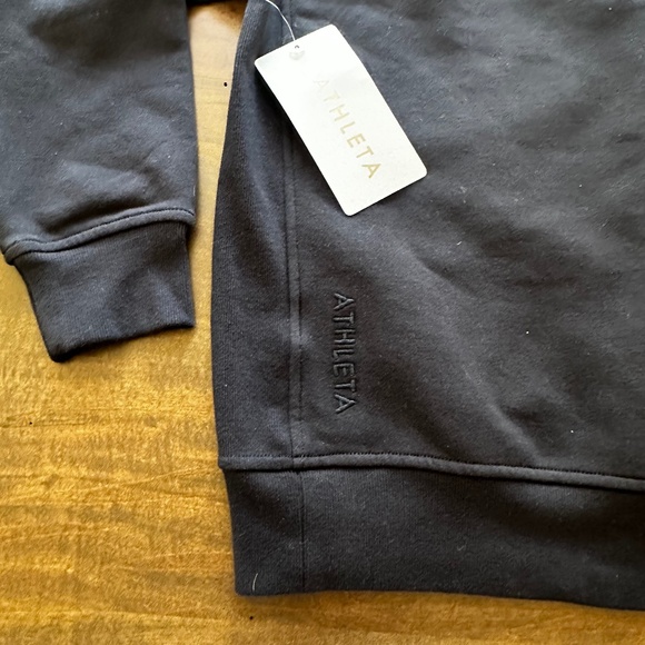 Athleta Forever Fleece Crewneck Sweatshirt Black Women's Sz S Small #891667 NEW - Picture 8 of 8